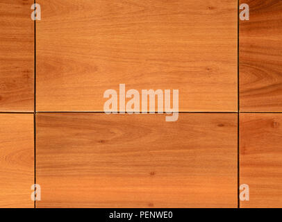 Wood Finishing Wall Panels Background. Joints of Decorative Finishing from Wood Panels on Interior, Exterior Walls or Kitchen Facades. Stock Photo