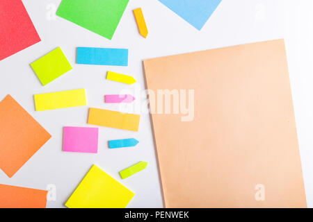 Blank sticky notes with different colors and shapes. Stock Photo