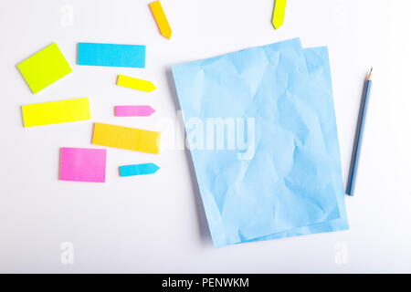 Blank sticky notes with different colors and shapes. Stock Photo