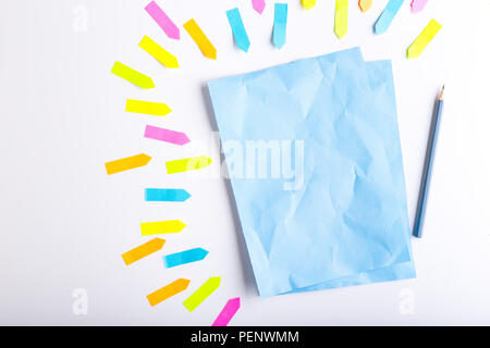 Blank sticky notes with different colors and shapes. Stock Photo