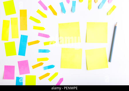 Blank sticky notes with different colors and shapes. Stock Photo