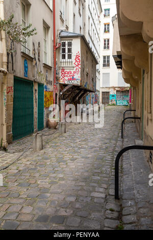 Impasse des Arbalétriers - an ancient street in Paris, France, where Louis I, Duke of Orléans was murdered - ordered by his cousin, John the Fearless Stock Photo