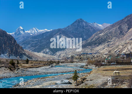 Beautiful mountain landscape with Bagmati river on a Sunny day, Nepal. Stock Photo