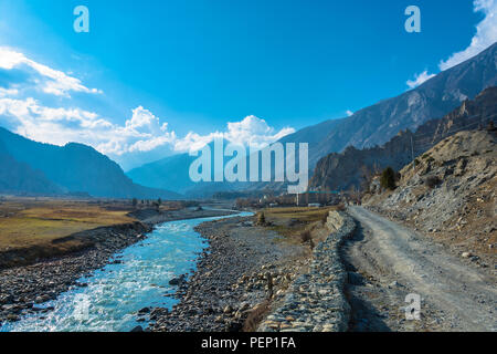 Beautiful mountain landscape with Bagmati river on a Sunny day, Nepal. Stock Photo