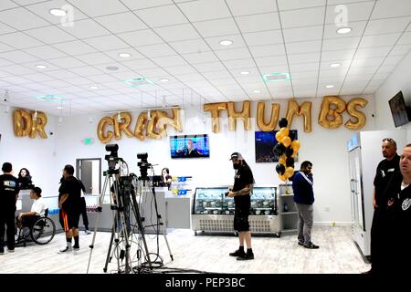 Sylmar, CA. 15th Aug, 2018. Interior atmosphere in attendance for Dr. Greenthumb Cannabis Dispensary Opening, 12751 Foothill Blvd, Sylmar, CA August 15, 2018. Credit: Priscilla Grant/Everett Collection/Alamy Live News Stock Photo