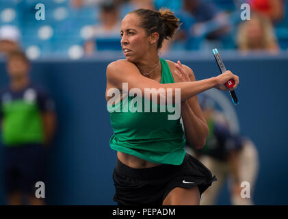 Cincinnati, Ohio, USA. August 16, 2018 - Madison Keys of the United States in action during her third-round match at the 2018 Western & Southern Open WTA Premier 5 tennis tournament. Cincinnati, Ohio, USA. August 16th 2018. Credit: AFP7/ZUMA Wire/Alamy Live News Stock Photo