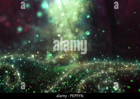 Abstract and magical image of glitter Firefly flying in the night forest. Fairy tale concept Stock Photo