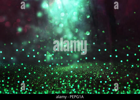 Abstract and magical image of glitter Firefly flying in the night forest. Fairy tale concept Stock Photo