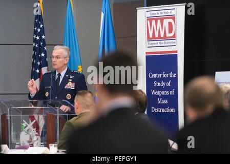 U.S. Air Force Gen. Paul J. Selva, vice chairman of the Joint Chiefs of Staff, speaks during a National Defense University Center for the Study of Weapons of Mass Destruction conference, hosted on Fort Lesley J. McNair in Washington, D.C., Jan. 19, 2016. (DoD photo by Army Staff Sgt. Sean K. Harp) Stock Photo