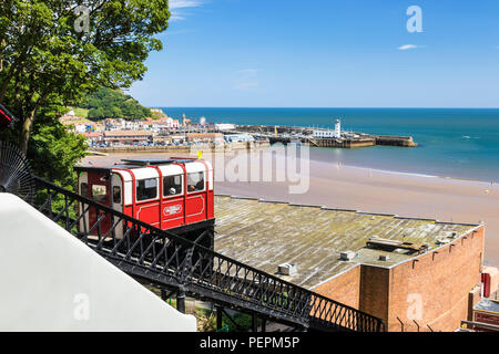 scarborough central tramway to the beach funicular cliff railway scarborough tramway yorkshire north yorkshire scarborough uk gb europe Stock Photo