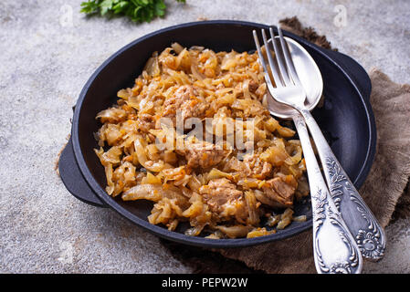 Braised cabbage with a meat Stock Photo