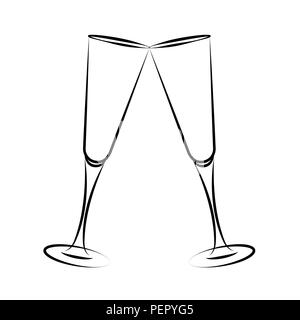 Champagne Flute Drawing Free Download - Champagne Glass Illustration Png,Champagne  Glass Transparent Background - free transparent png images - pngaaa.com