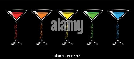 colorful cocktail party glasses set vector illustration EPS10 Stock Vector