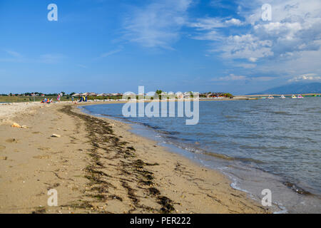 Footprints in sand along the famous Queens Beach in Nin near Zadar, Croatia Stock Photo