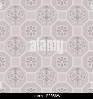 Taupe floor tiles ornament vector pattern print. Brown colors geometric hexagonal seamless backdrop. Stock Vector