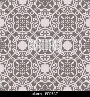 Floor tiles ornament gray vector pattern print. Neutral colors geometric floral hexagonal seamless backdrop. Stock Vector