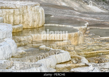 Mineral deposit terraces, Mammoth Hot Springs, Yellowstone National Park, Wyoming, USA Stock Photo