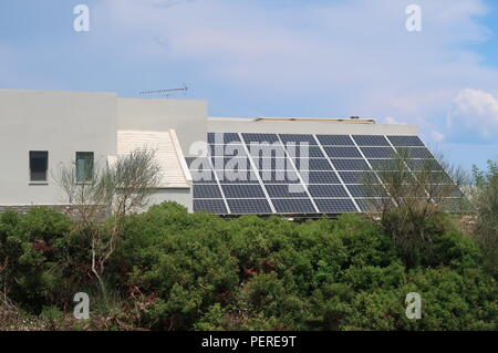 Solar panel installed on the apartment roof Stock Photo