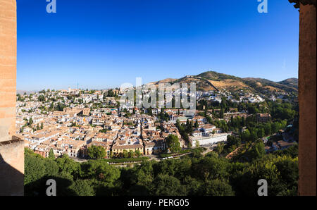 Panoramic view of Granada from the Alhambra Palace in Granada Spain Stock Photo