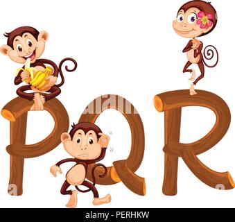 Monkeys on english alphabet illustration Stock Vector Image & Art - Alamy