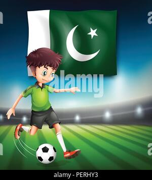 Pakistan flag and soccer player illustration Stock Vector