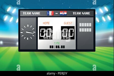 France VS Croatia scoreboard illustration Stock Vector