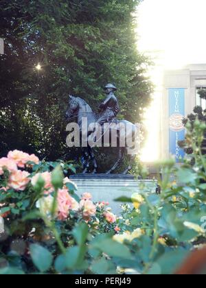 Statue of U.S. president Theodore Roosevelt mounted on horseback in Portland South Park Blocks. Stock Photo