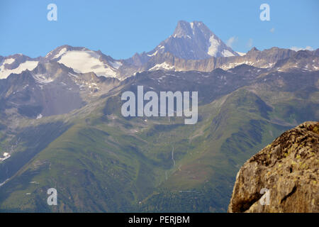 the Lauteraarhorn in the Bernese Alps viewed from the South in Switzerland Stock Photo