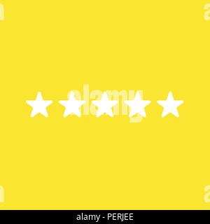 Flat vector icon concept of five stars on yellow background. Stock Vector