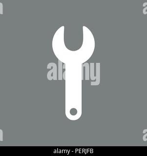 Flat vector icon concept of spanner on grey background. Stock Vector