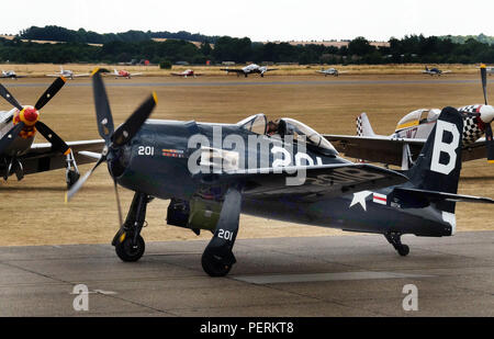 The Grumman F8F Bearcat is an American single-engine carrier-based fighter aircraft introduced in late World War II. Stock Photo