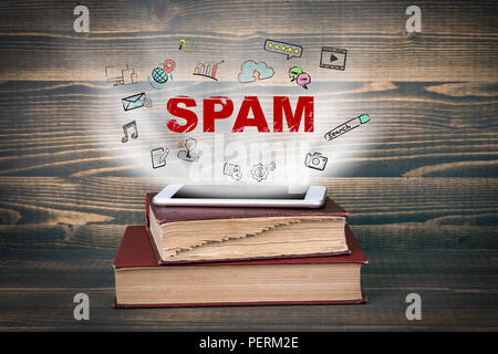 Spam. Concept cloud coming from screen of the phone Stock Photo