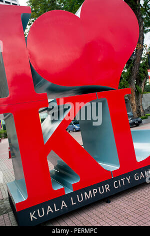 South East Asia, Malaysia, Kuala Lumpur, I love KL sign in Merdeka Square Stock Photo