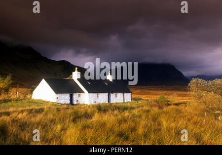 United Kingdom, Scotland, Highlands Region, Western Highlands, Glencoe (Glen Coe), Rannoch Moor, Blackrock Cottage Stock Photo