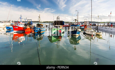 Cork, Ireland - September 15, 2016: Colourful fishing boats are moored at Cobh in Cork Harbour on the south coast of Ireland. Stock Photo