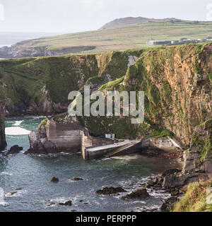 Dunquin or Dun Chaoin pier, Ireland's Sheep Highway. Aerial view of ...