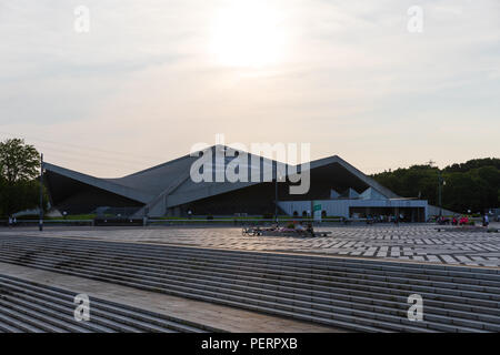 Komazawa Gymnasium (Yoshinobu Ashihara, 1964), built for the 1964 Summer Olympics; Komazawa Olympic Park, Tokyo, Japan Stock Photo