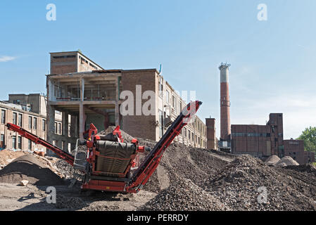 rebuilding and partial demolition of an old former paper mill. Stock Photo
