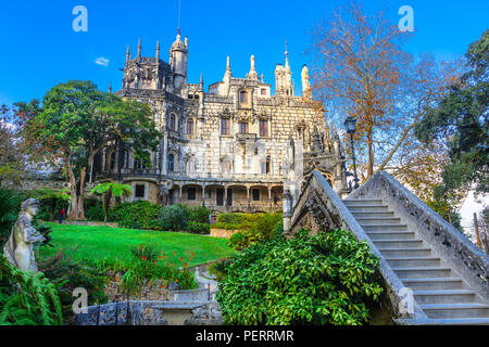 Impressive Quinta da Regaleira Palace,panoramic view,Sintra,Portugal. Stock Photo