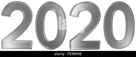 2020 inscription, isolated on white background, 3d render Stock Photo