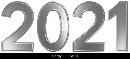 2021 inscription, isolated on white background, 3d render Stock Photo