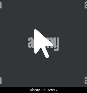 Flat vector icon concept of mouse cursor arrow on black background. Stock Vector