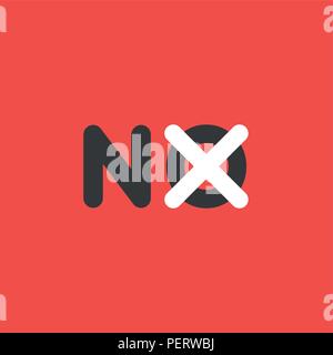 Flat vector icon concept of no word with x mark on background. Stock Vector