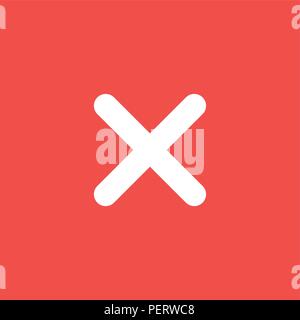 Flat vector icon concept of x mark on red background. Stock Vector