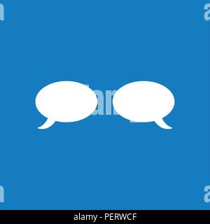 Flat vector icon concept of two speech bubbles on blue background. Stock Vector