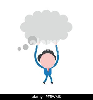 Vector illustration concept of businessman character walking and carrying blank thought bubble icon. Stock Vector