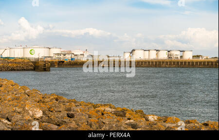 Oil Storage Tanks in Cardiff Bay Stock Photo