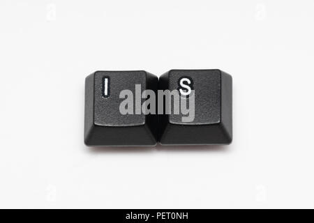 Single black keys of keyboard with different letters Stock Photo