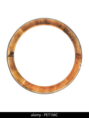 lined with iron wooden wheel or the vintage frame Stock Photo