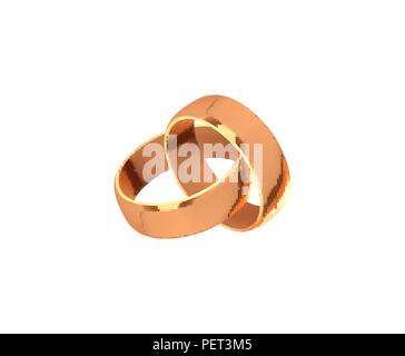 Realistic wedding gold rings set. 3d bands collection isolated on white ...